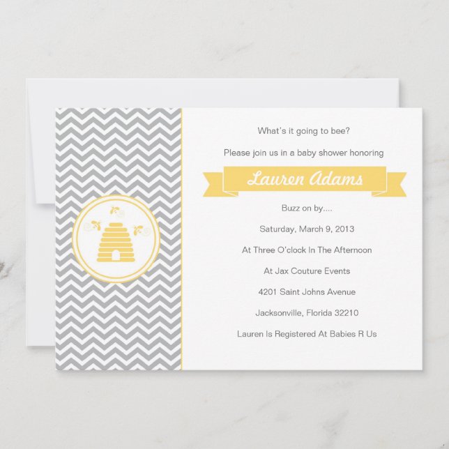Sweet Honey Baby Shower Invitation (Front)
