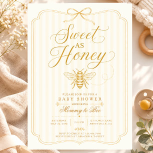 Sweet Honey Baby Shower Mummy Bee Vintage Neutral Invitation