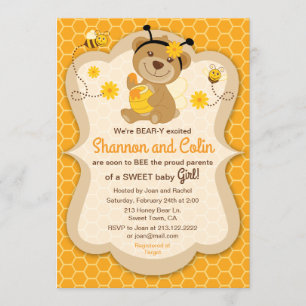 Sweet Honey Bear Baby Shower Invitation
