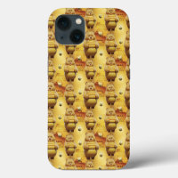 Sweet Honey Bears and Bees 3D Seamless Pattern