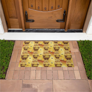 Sweet Honey Bears and Bees 3D Seamless Pattern Doormat