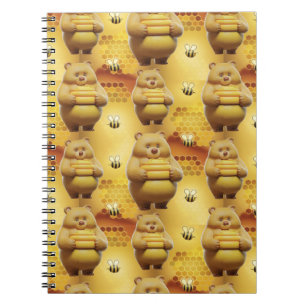 Sweet Honey Bears and Bees 3D Seamless Pattern Notebook
