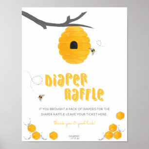 Sweet Honey Bee Baby Shower Diaper Raffle Sign