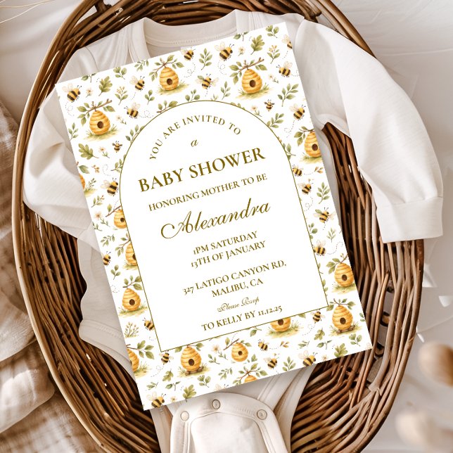 Sweet Honey Bee Baby Shower Invitation (Creator Uploaded)