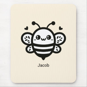Sweet Honey Bee - Kawaii Nursery Line Art Mouse Pad