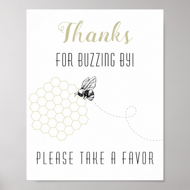 Sweet Honey Bee Party Decor Favour Sign (Front)