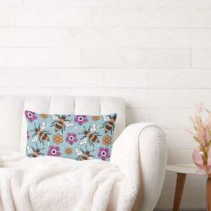 Sweet Honey Bees Pattern Lumbar Cushion
