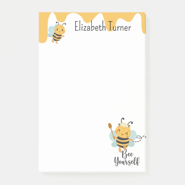 Sweet Honey & Bumble Bees Bee Yourself Personalise Post-it Notes (Front)