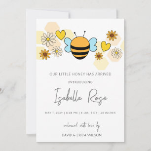 Sweet Honey Cute New Baby Photo Birth Announcement