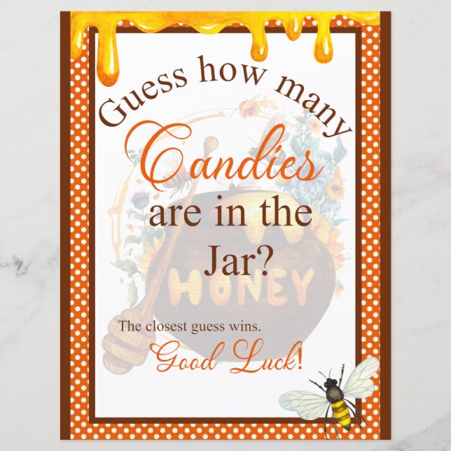 Sweet Honeybee Baby Shower Candy Jar Game (Front)