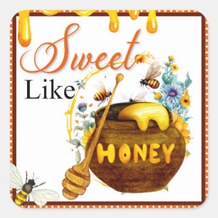 Sweet Honeybee Bear Baby Shower Square Sticker