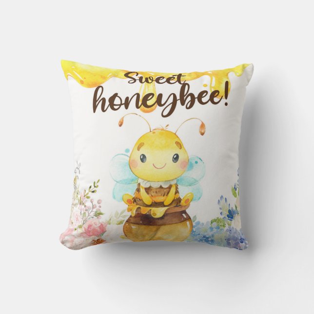 Sweet honeybee, bumblebee, bee gender reveal gift. cushion (Front)