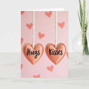 Sweet Hugs Kisses Peach Hearts Card
