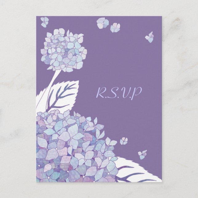 Sweet Hydrangeas: Wedding Response Postcards (Front)
