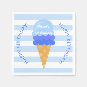 Sweet ice cream 1st birthday party blue boy napkin