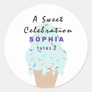Sweet Ice Cream Birthday Classic Round Sticker