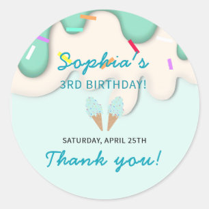 Sweet Ice Cream Birthday Classic Round Sticker