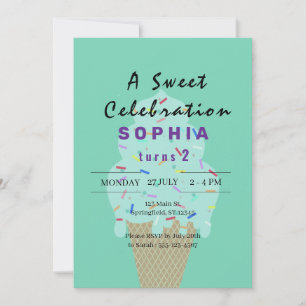Sweet Ice Cream Birthday  Invitation