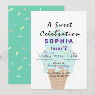 Sweet Ice Cream Birthday  Invitation