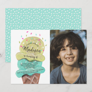 Sweet Ice Cream Boy Birthday Party Invitation