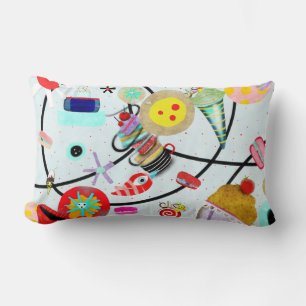 Sweet Ice Cream Cake Bird Polka Dots Lumbar Cushion