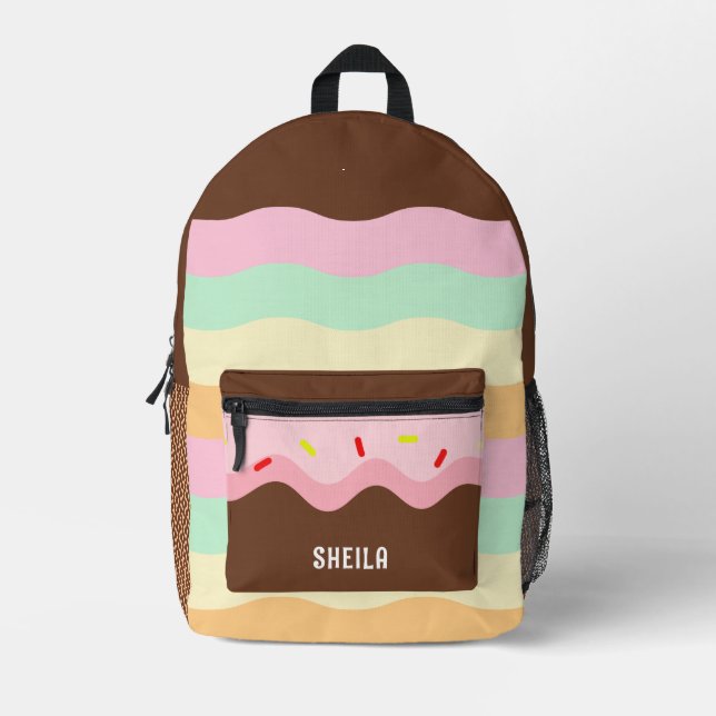 Sweet Ice Cream Colour Custom Name Printed Backpac Backpack (Front)