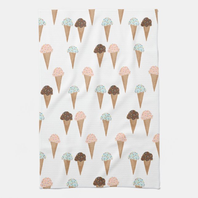 Sweet ice cream cone pattern kitchen towel (Vertical)