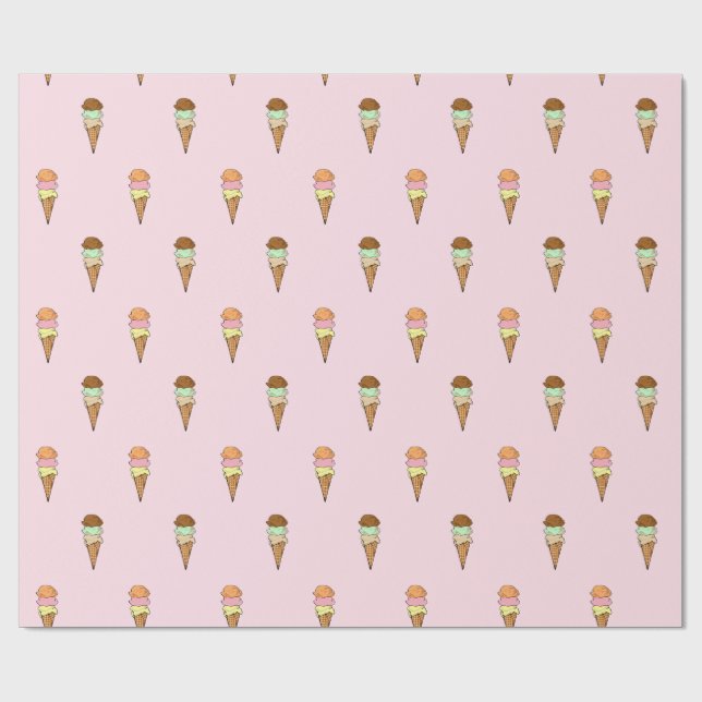 Sweet Ice Cream Cone Wrapping Paper (Flat)
