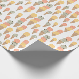 Sweet Ice Cream Cones Pastel Pattern Wrapping Paper