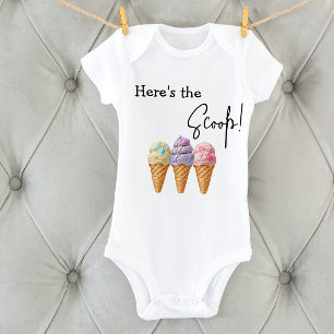 Sweet Ice Cream Summer Here Scoop Baby Shower Bodysuit