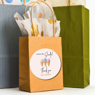 Sweet Ice Cream Summer Here Scoop Baby Shower Classic Round Sticker