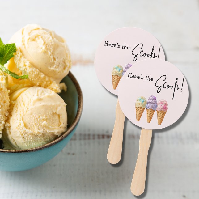 Sweet Ice Cream Summer Here Scoop Baby Shower Hand Fan (Creator Uploaded)