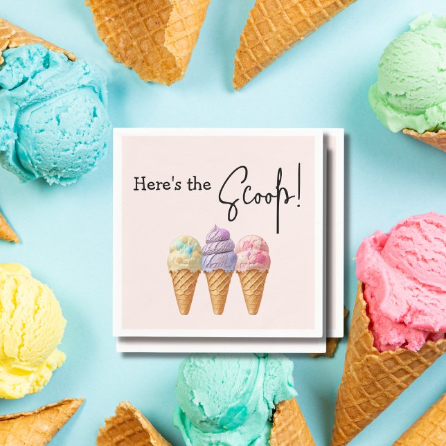 Sweet Ice Cream Summer Here Scoop Baby Shower Napkin (Creator Uploaded)