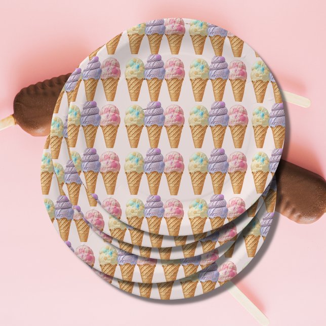 Sweet Ice Cream Summer Here Scoop Baby Shower Paper Plate (Creator Uploaded)