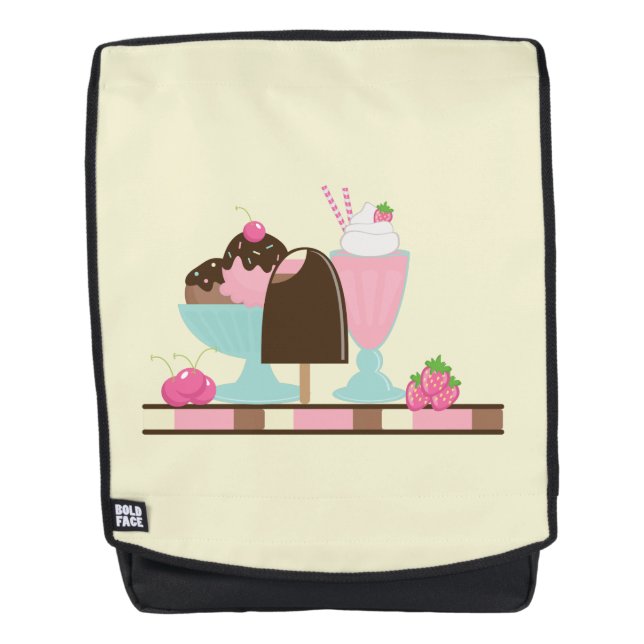 Sweet Ice Cream Sundae & Strawberry Float Backpack (Front)