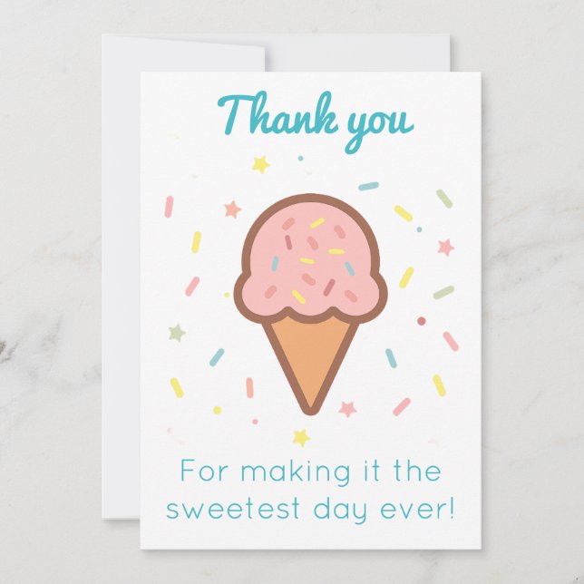 Sweet Ice Cream Thank You Card (Front)