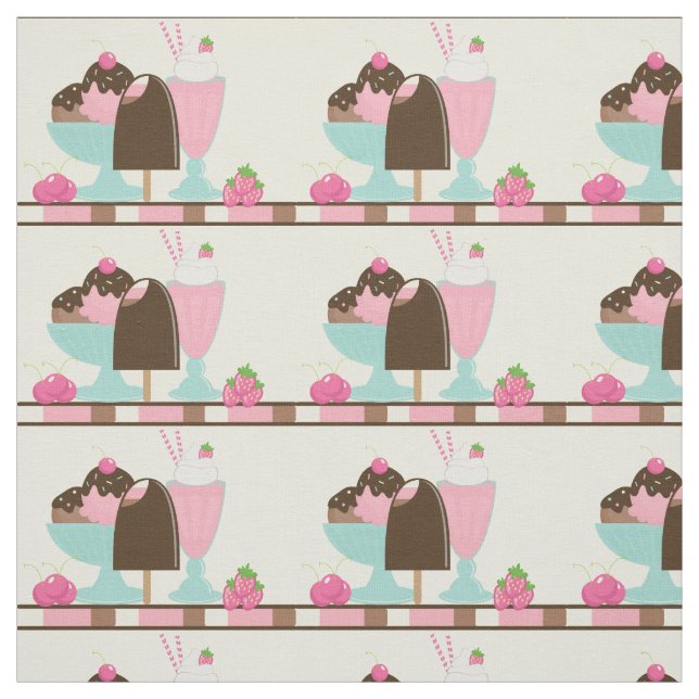 Sweet Ice Cream Treats Pattern Fabric (Swatch)