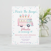 Sweet Ice Cream Truck Birthday Invitation