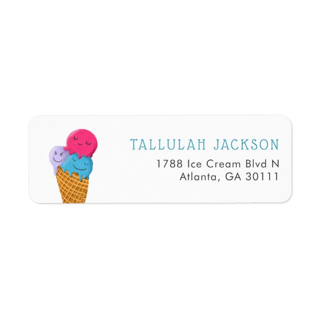 Sweet Ice Cream Waffle Cone Return Address Label (Front)