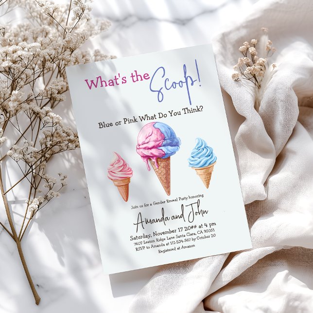 Sweet Ice Cream What The Scoop Gender Reveal Invitation (Creator Uploaded)