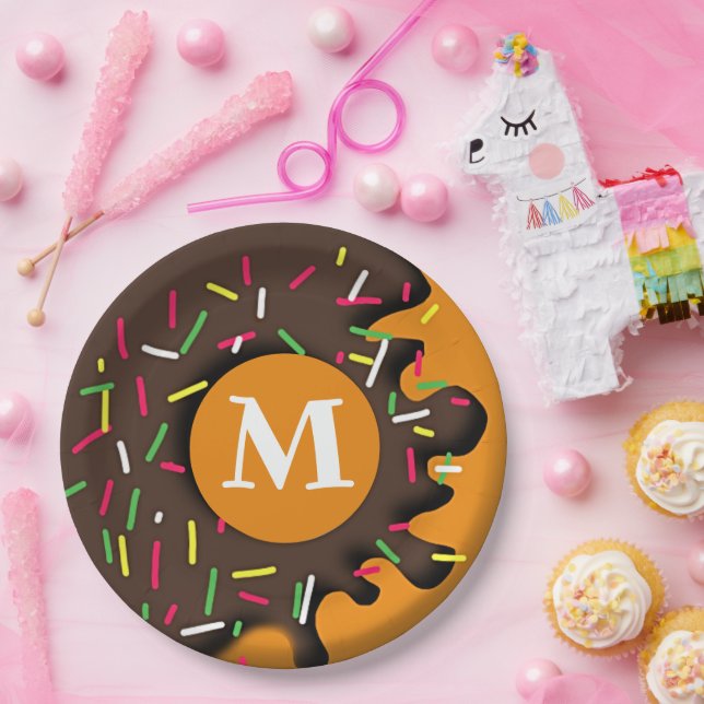 Sweet Indulgence - Personalised Doughnut Monogram Paper Plate (Party)