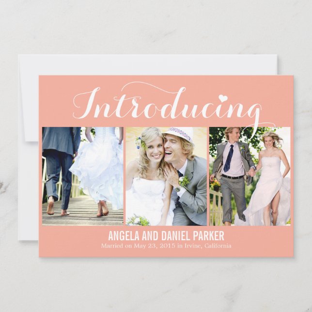 Sweet Introduction Wedding Announcement - Peach (Front)