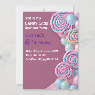 Sweet Invite Birthday Candy Land Party