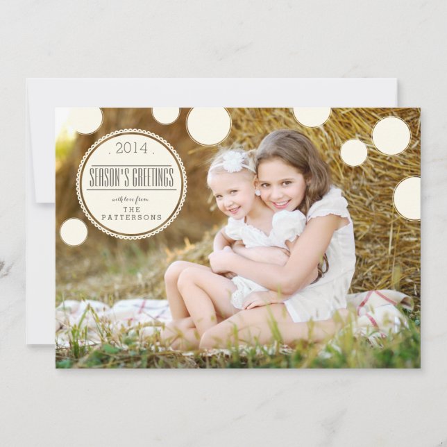 Sweet Ivory Dots Season's Greetings Photo Card (Front)