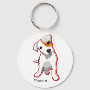 Sweet Jack Russell Puppy "Please" Keychain