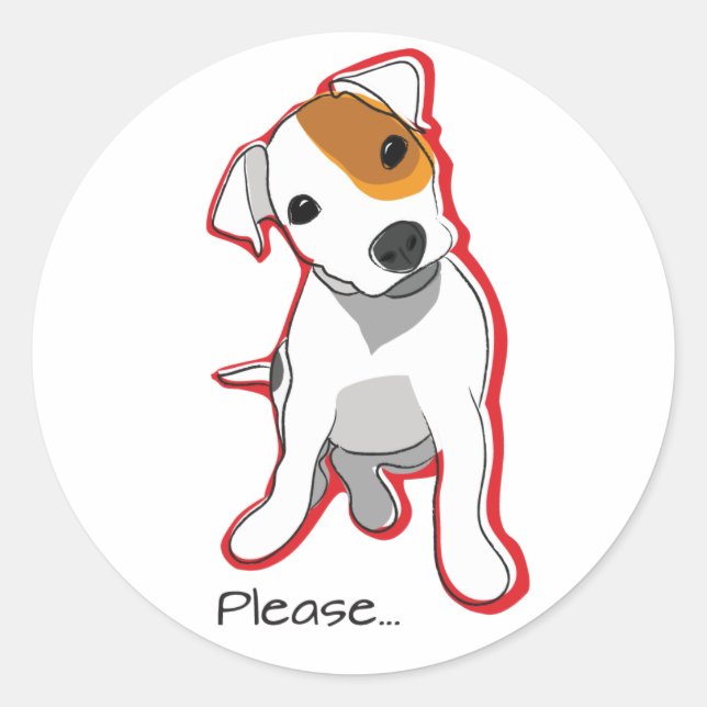 Sweet Jack Russell Puppy "Please" Sticker (Front)