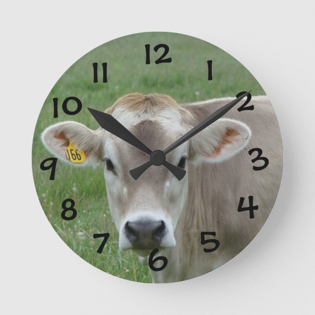 Sweet Jersey Cow Round Clock (Front)