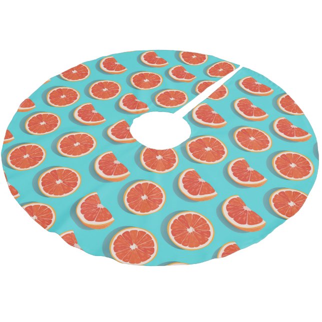 Sweet Juicy Orange Pattern Brushed Polyester Tree Skirt (Angled)