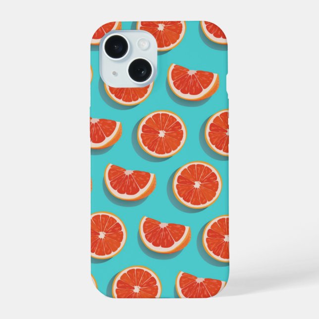 Sweet Juicy Orange Pattern iPhone 15 Case (Back)