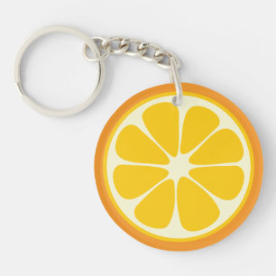 Sweet Juicy Orange Tropical Citrus Fruit Slice Key Ring